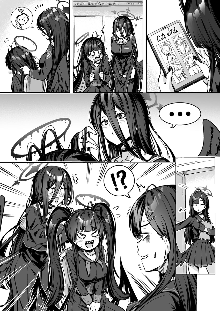 sensei, doodle sensei, hasumi, ichika, and tsurugi (blue archive) drawn by matoba_ryou