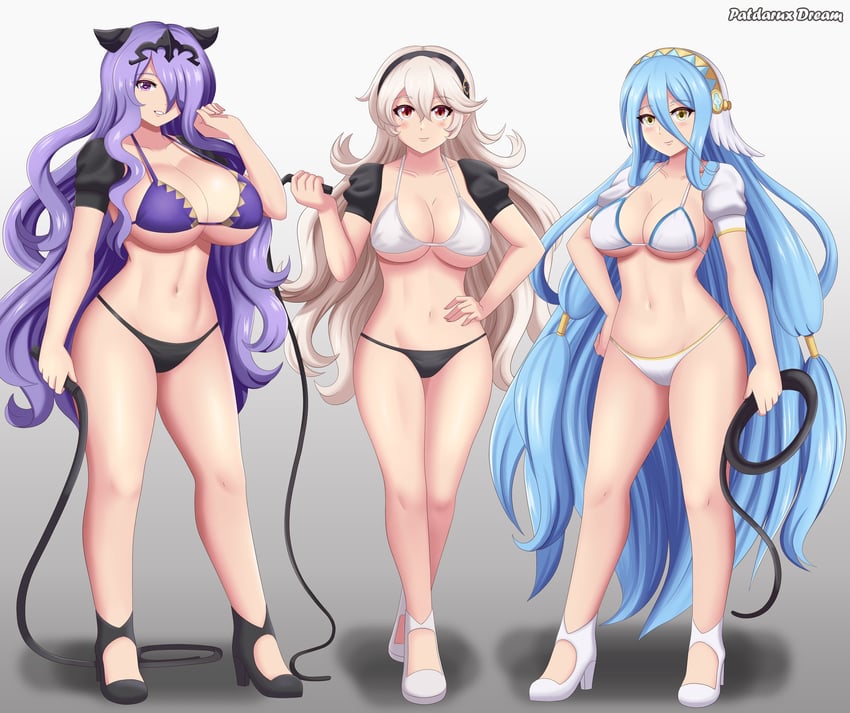 female corrin, camilla, and azura (fire emblem and 1 more) drawn by patdarux