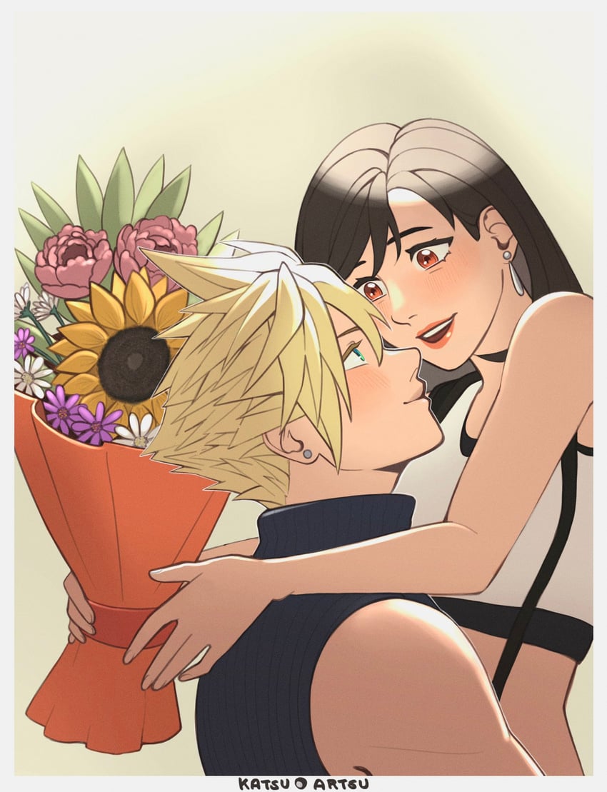 tifa lockhart and cloud strife (final fantasy and 2 more) drawn by katsuartsu