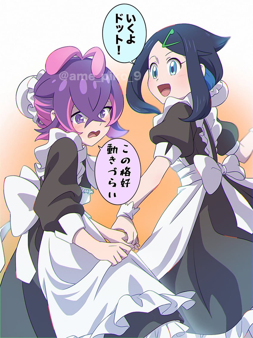 liko and dot (pokemon and 1 more) drawn by amedamaneko