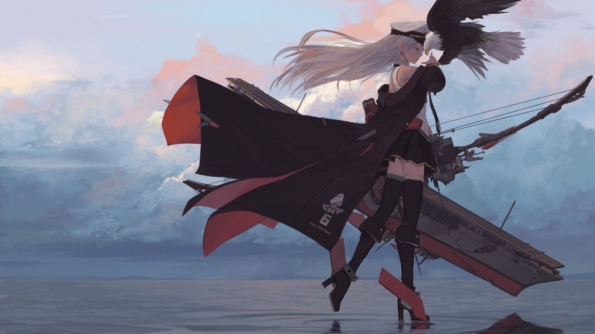 enterprise and grim (azur lane) drawn by dishwasher1910