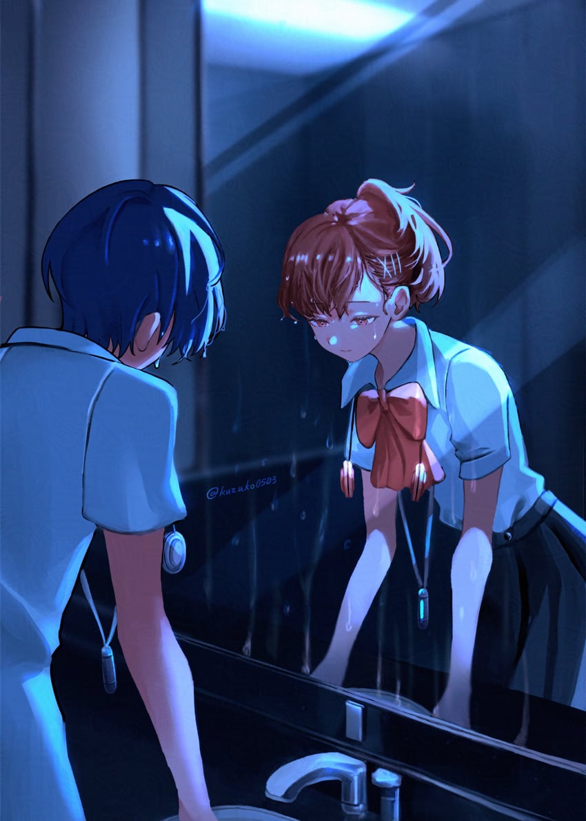 yuuki makoto and shiomi kotone (persona and 2 more) drawn by kuzuko0503