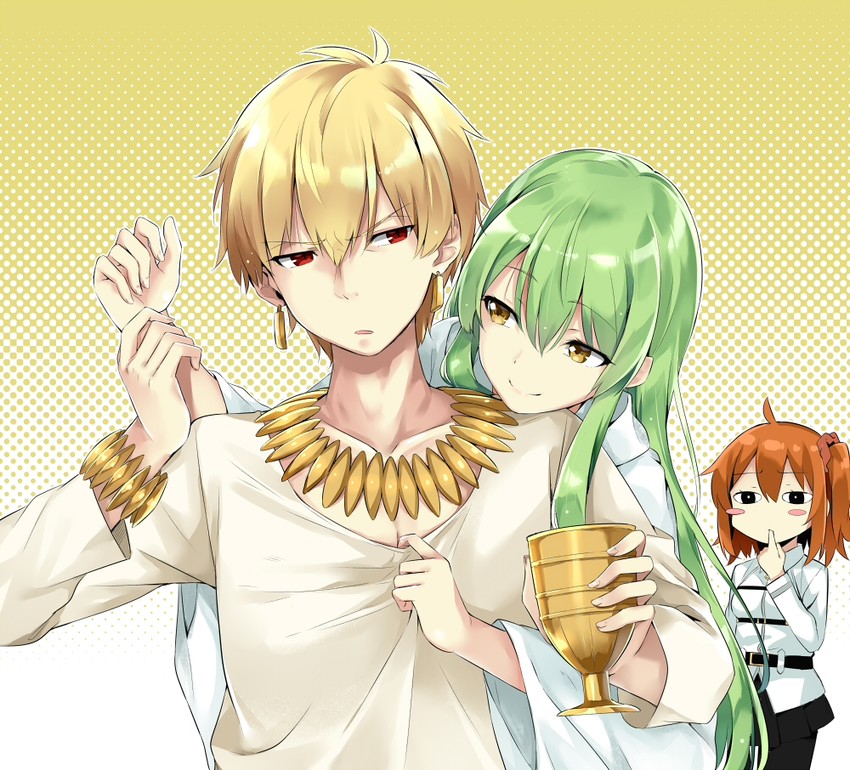 fujimaru ritsuka, enkidu, and gilgamesh (fate and 3 more) drawn by nishimi_shin