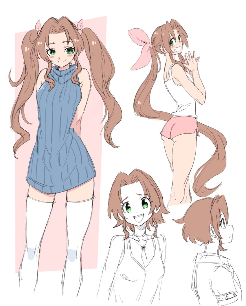 aerith gainsborough (final fantasy and 2 more) drawn by bervens12