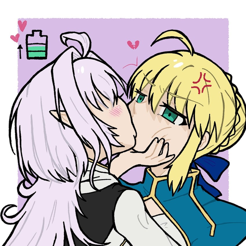 artoria pendragon, saber, merlin, and kawasumi ayako (fate and 2 more) drawn by am0930