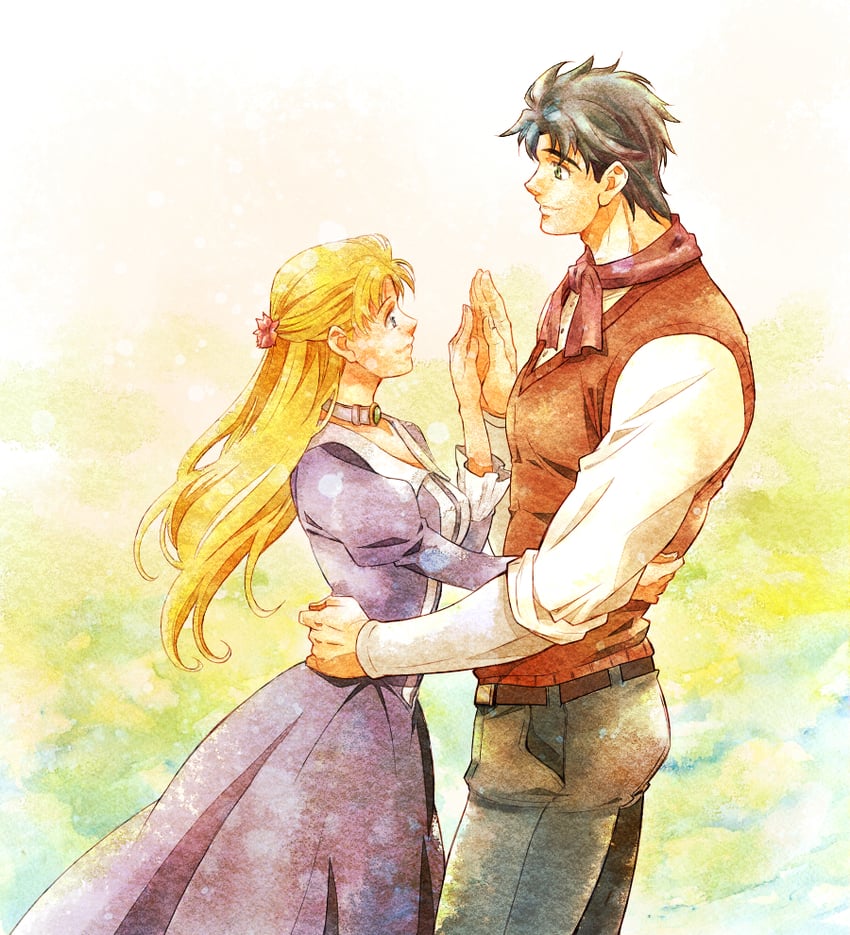 jonathan joestar and erina pendleton (jojo no kimyou na bouken and 1 more) drawn by shiranui02