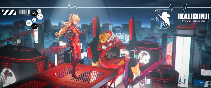 souryuu asuka langley, ayanami rei, nagisa kaworu, and eva 02 (neon genesis evangelion and 2 more) drawn by yigali_xinji