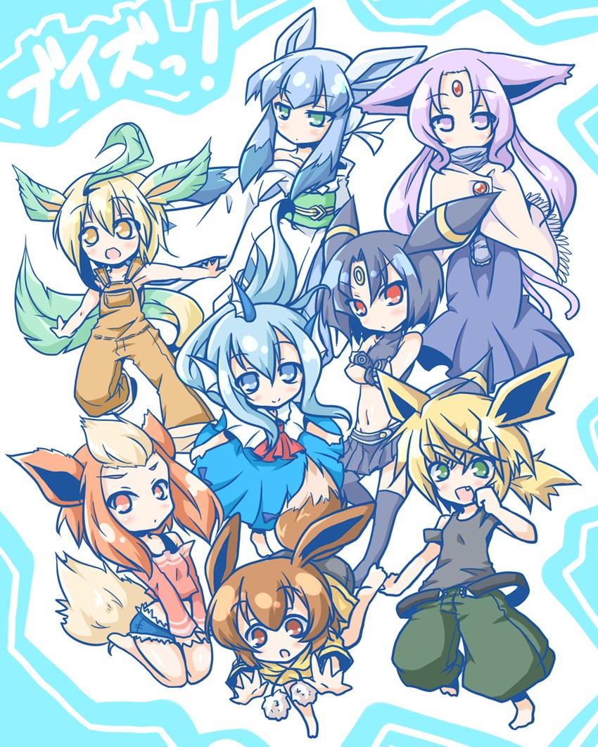 eevee, umbreon, glaceon, vaporeon, espeon, and 3 more (pokemon) drawn by neko_yume