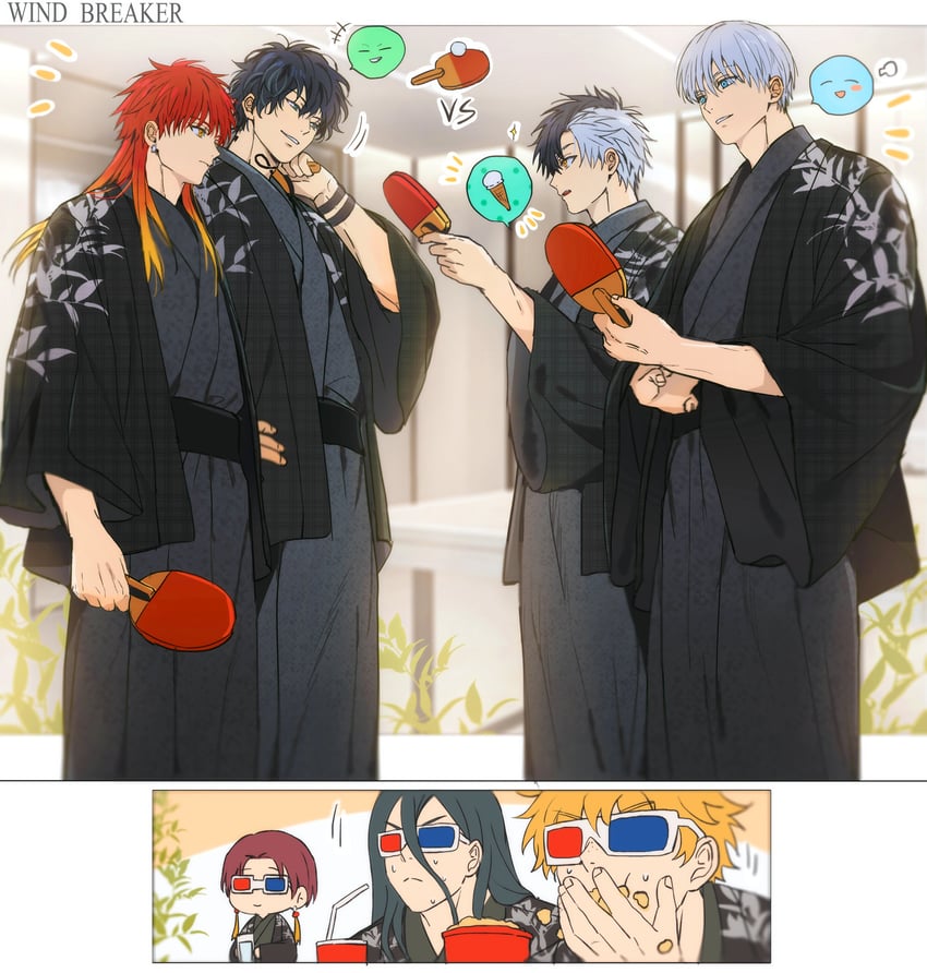 sakura haruka, suo hayato, nirei akihiko, yamato endo, sugishita kyoutarou, and 1 more (wind breaker) drawn by yoon_(dmsco1803)