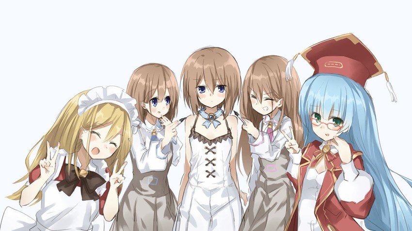 blanc, rom, ram, nishizawa mina, and financier (neptune and 1 more) drawn by buran_buta