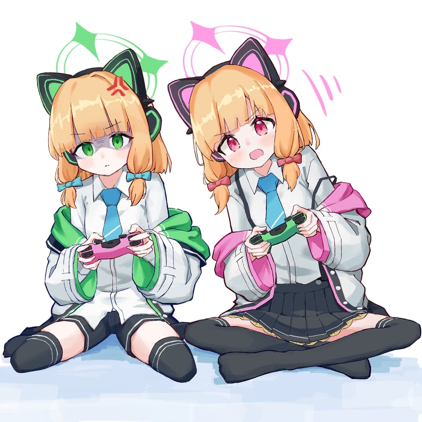 momoi and midori (blue archive) drawn by nitoron