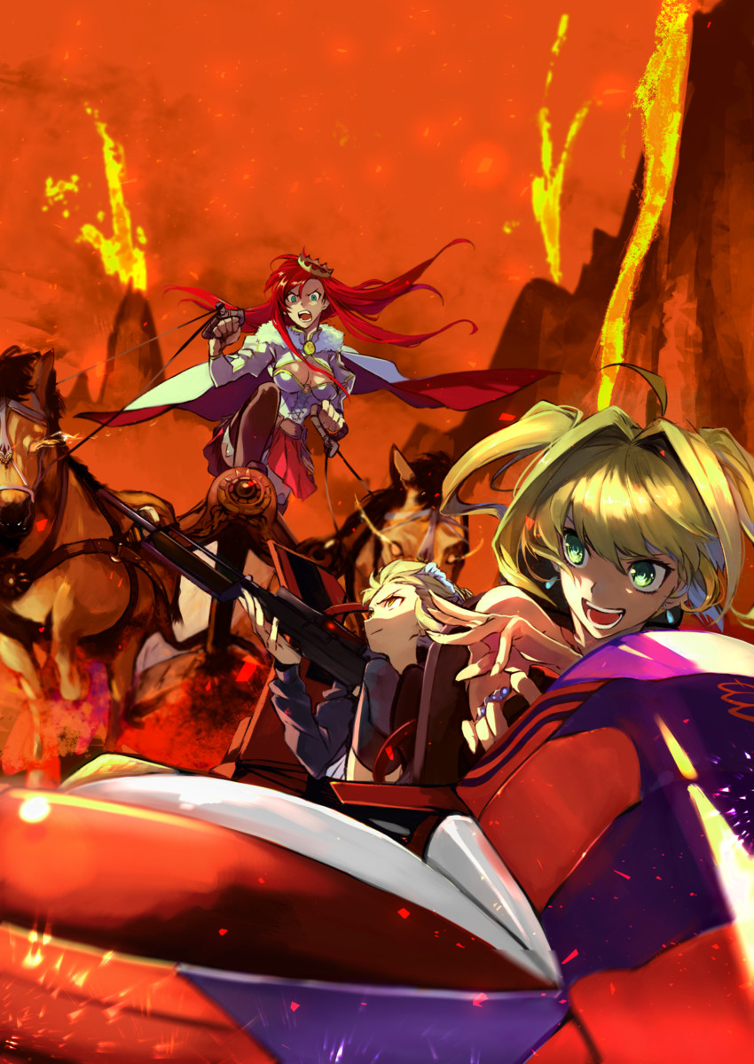 artoria pendragon, nero claudius, saber alter, and boudica (fate and 1 more) drawn by matsuya_(pile)