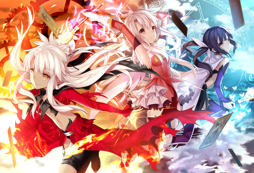 illyasviel von einzbern, chloe von einzbern, miyu edelfelt, prisma illya, magical ruby, and 1 more (fate and 1 more) drawn by mashima_saki_(mashimasa)
