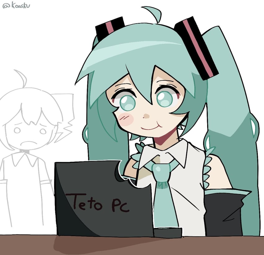 hatsune miku and kasane teto (vocaloid and 1 more) drawn by koasku