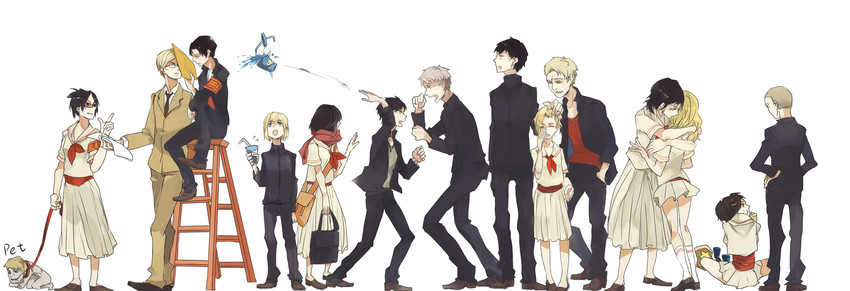 mikasa ackerman, eren yeager, levi, krista lenz, ymir, and 10 more (shingeki no kyojin) drawn by k7_(kk7_000)