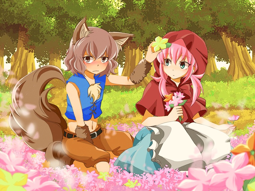 little red riding hood, kirino ranmaru, shindou takuto, and big bad wolf (inazuma eleven and 2 more) drawn by xxx_yc05