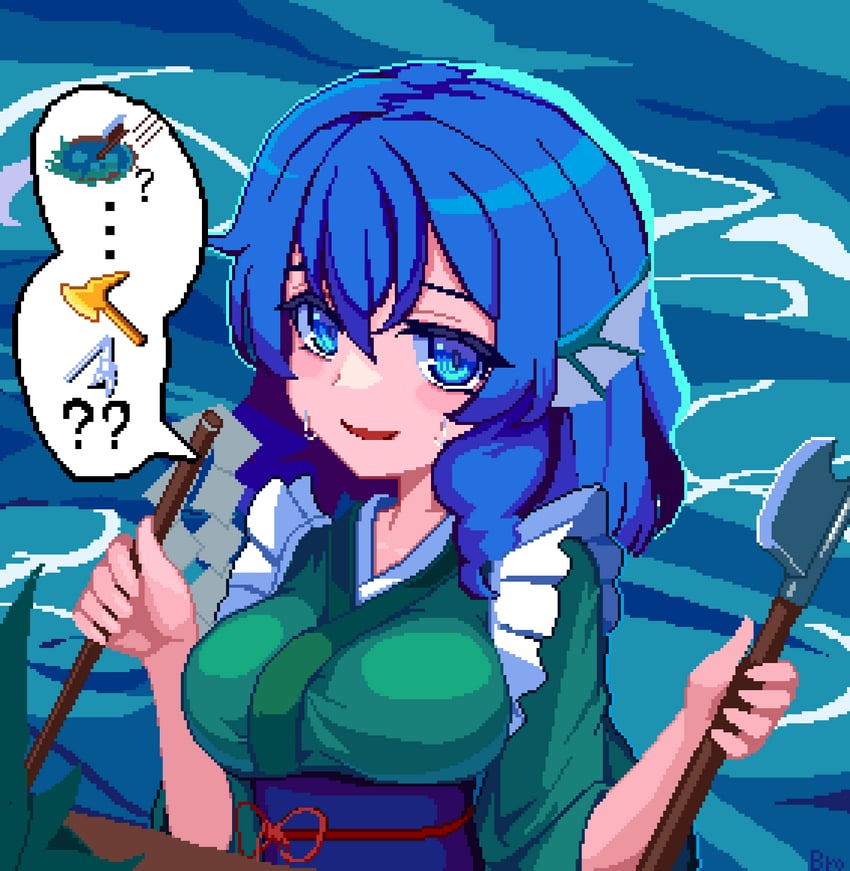 wakasagihime (touhou and 1 more) drawn by brodall_pixel