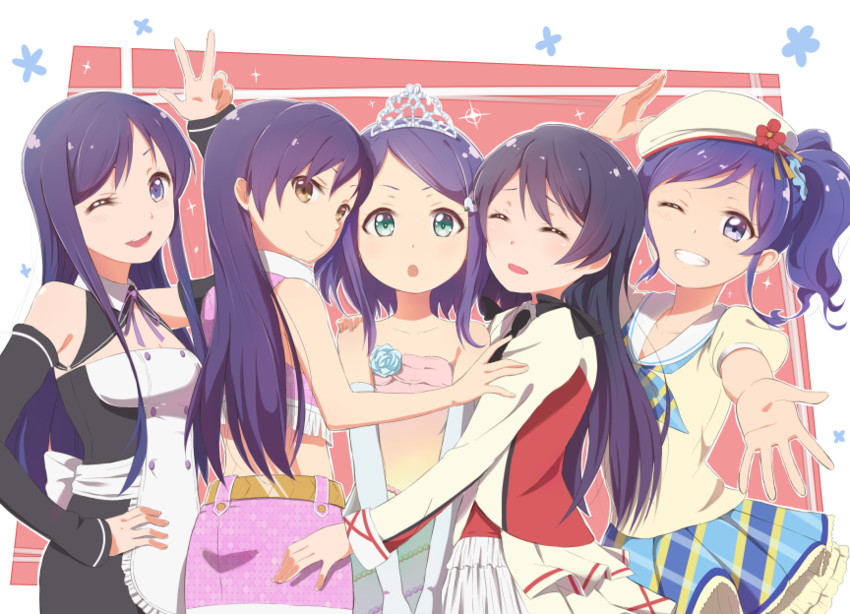 sonoda umi, kisaragi chihaya, kiriya aoi, rinne, and reika (idolmaster and 7 more) drawn by k@ito90p