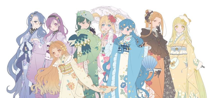 nanami lucia, houshou hanon, touin rina, seira, noel, and 3 more (mermaid melody pichi pichi pitch) drawn by +1_(yakusoku0722)