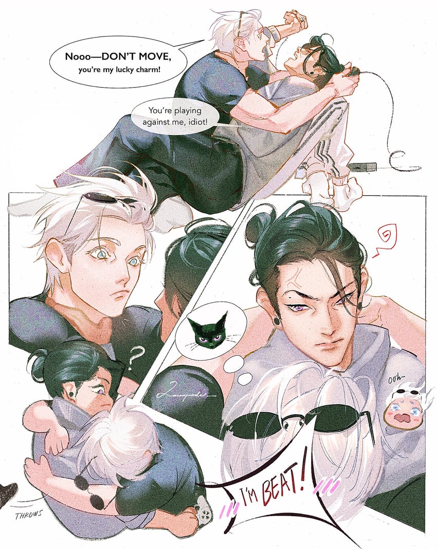 gojou satoru and getou suguru (jujutsu kaisen) drawn by lacampanule
