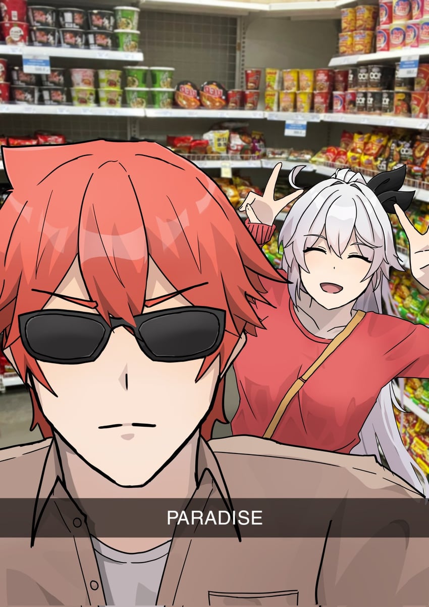 kiana kaslana and captain (honkai and 1 more) drawn by valgungap