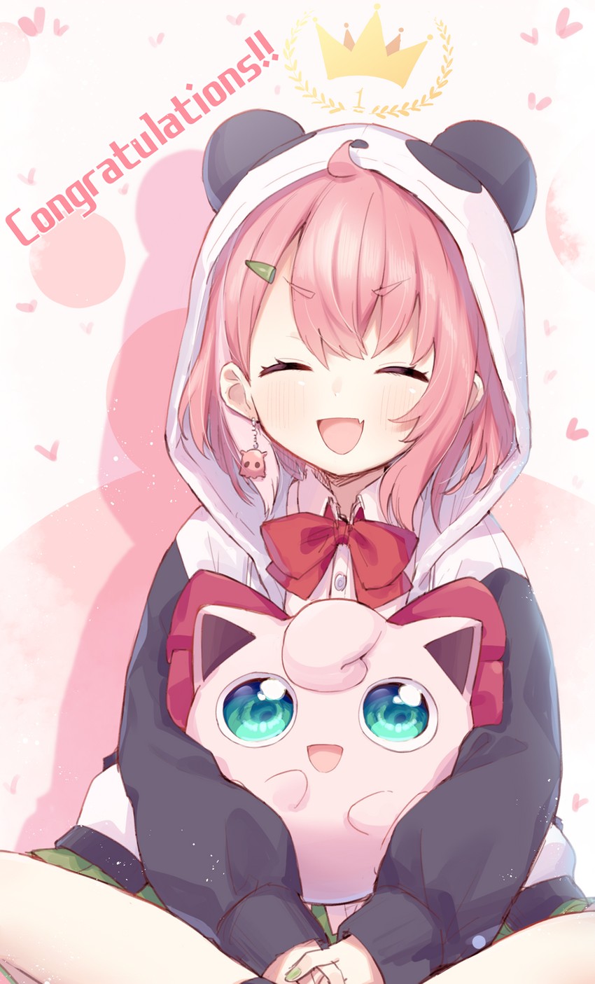 jigglypuff and sasaki saku (pokemon and 2 more) drawn by ksk_(semicha_keisuke)