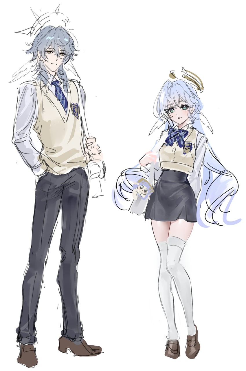 robin and sunday (honkai and 1 more) drawn by rity