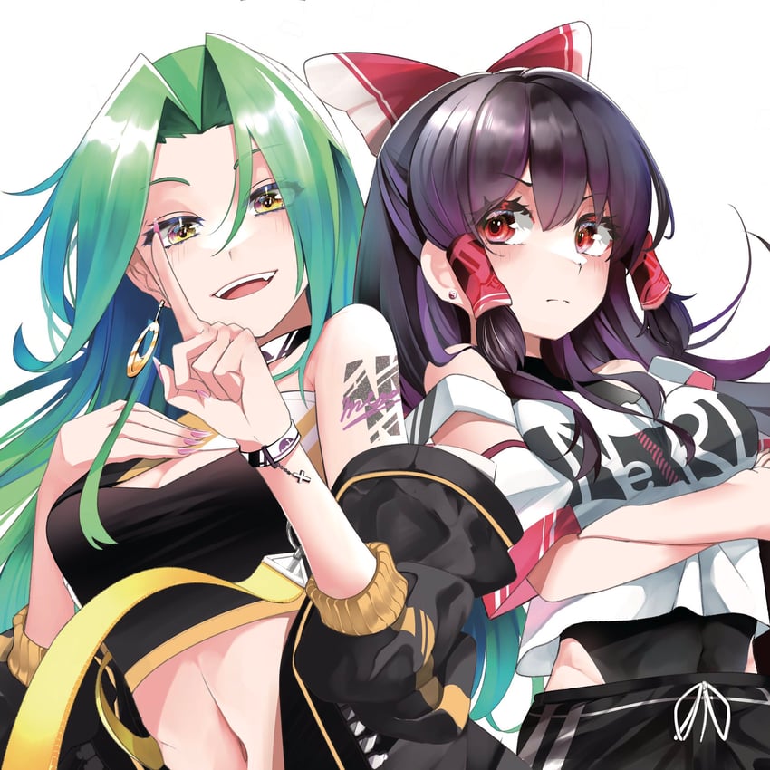 hakurei reimu and mima (touhou and 1 more) drawn by nodoguro_(phi-tan)
