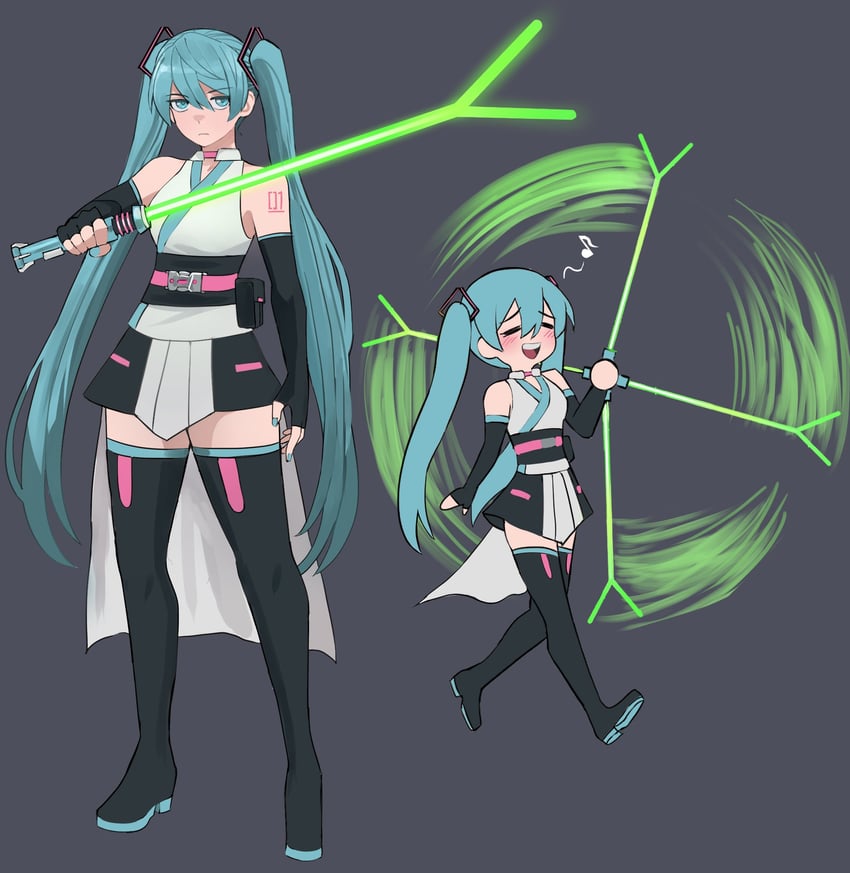 hatsune miku (vocaloid and 1 more) drawn by jourd4n