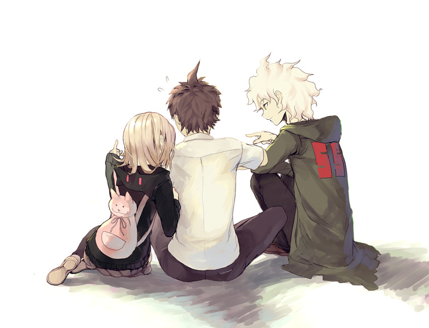 nanami chiaki, komaeda nagito, and hinata hajime (danganronpa and 1 more) drawn by nuda