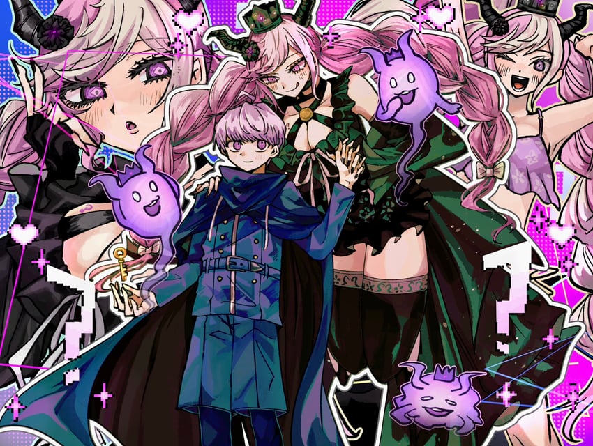 yuma kokohead and shinigami (master detective archives: rain code) drawn by noko_(nokonyo)
