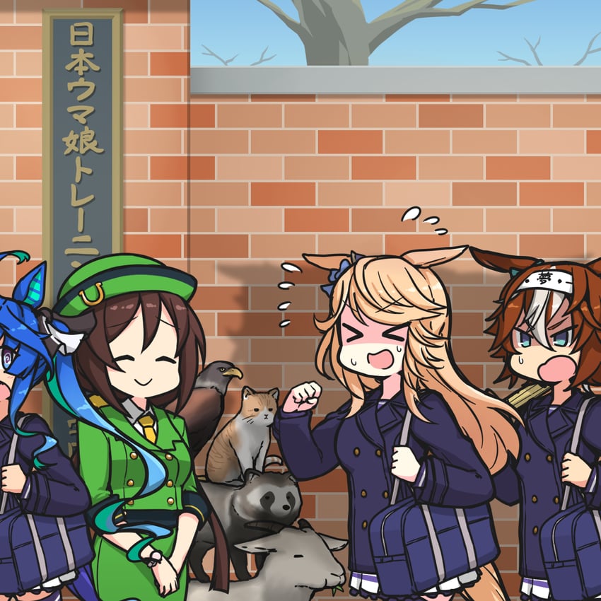 twin turbo, grass wonder, el condor pasa, and hayakawa tazuna (umamusume and 1 more) drawn by hamu_koutarou