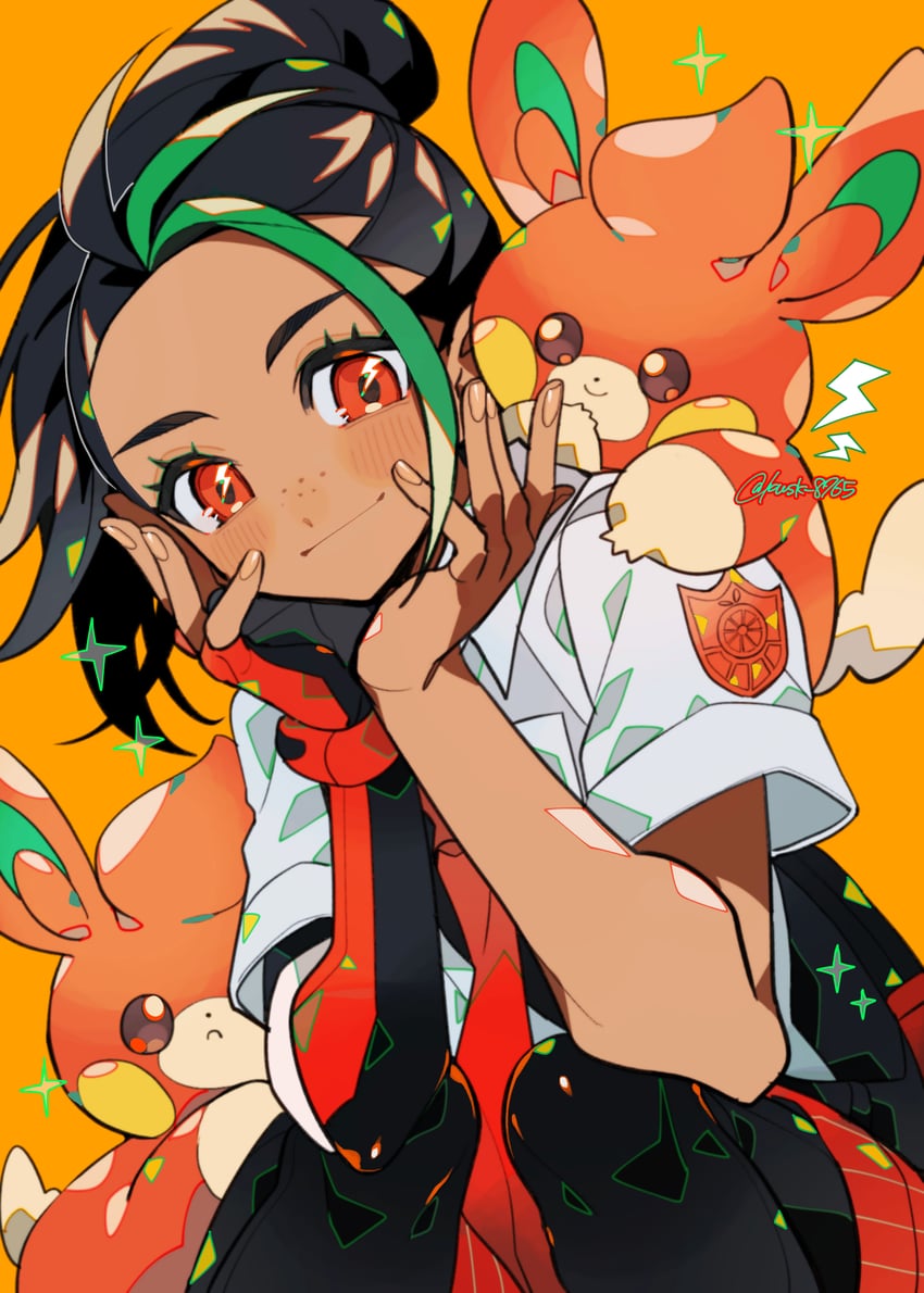 nemona and pawmi (pokemon and 1 more) drawn by kawasaki_(kwsk_8765)