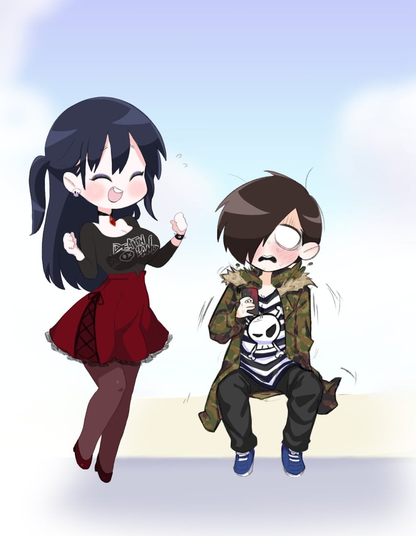 yamada anna and ichikawa kyoutarou (boku no kokoro no yabai yatsu) drawn by goldiedood