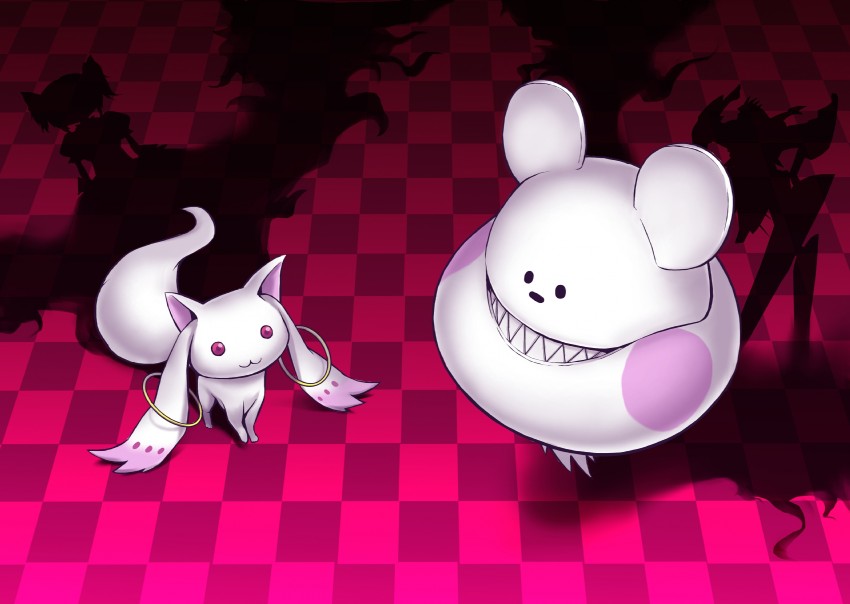 kaname madoka, kyubey, koyemshi, and zearth (mahou shoujo madoka magica and 1 more) drawn by lif_(lif_&_ref)