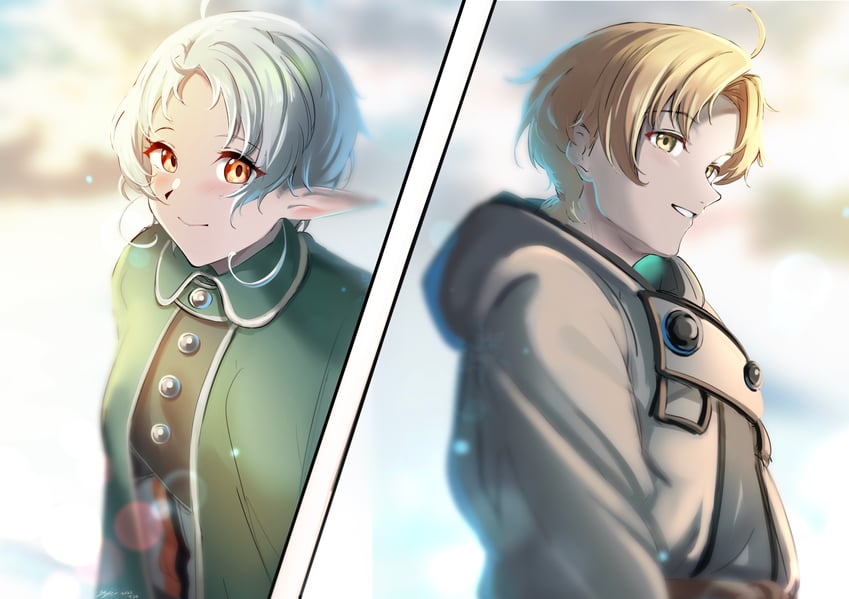 sylphiette and rudeus greyrat (mushoku tensei) drawn by yujin_(kanouyuuto-0423)
