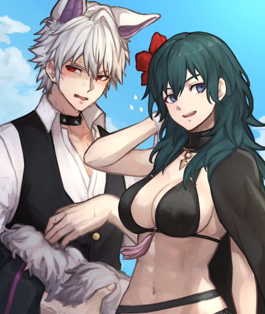 female byleth and male robin (fire emblem and 3 more) drawn by zuzu_(ywpd8853)