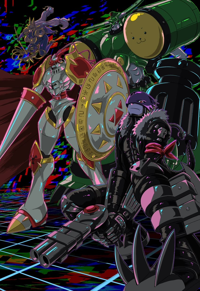 sakuyamon, dukemon, beelzebumon, and saintgalgomon (digimon and 1 more) drawn by mas_square