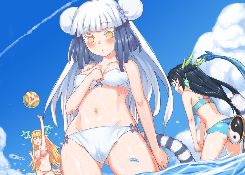 haku, karin, and sakuya (puzzle & dragons) drawn by henry_bird_9