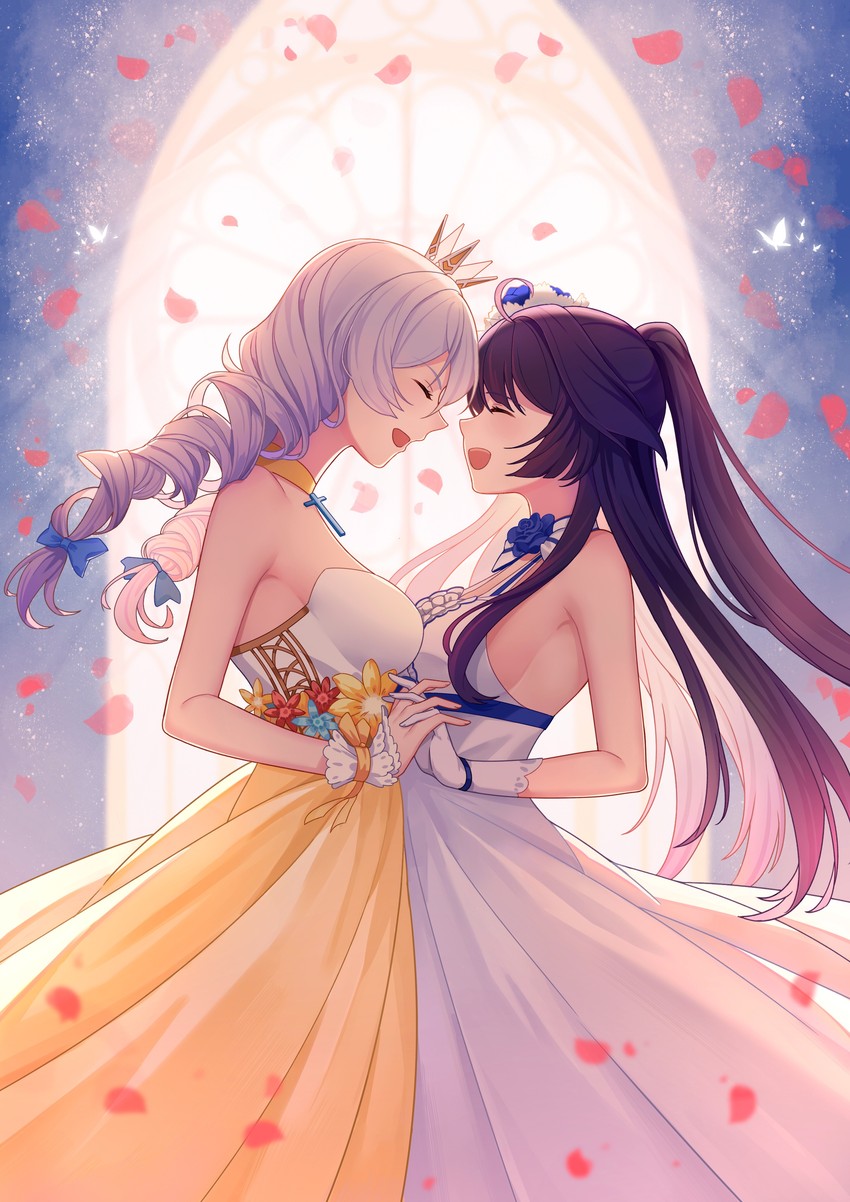 kiana kaslana and raiden mei (honkai and 1 more) drawn by cha_yan_guan_se