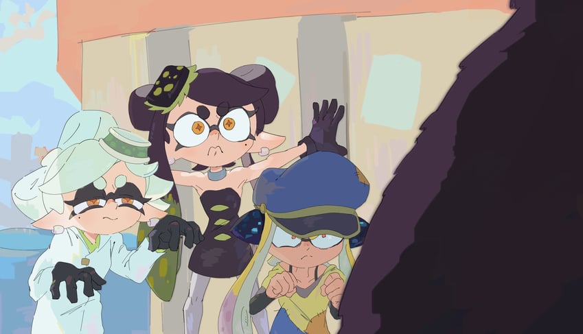 agent 3, callie, captain 3, marie, and mr. grizz (splatoon and 2 more) drawn by mangedugruau