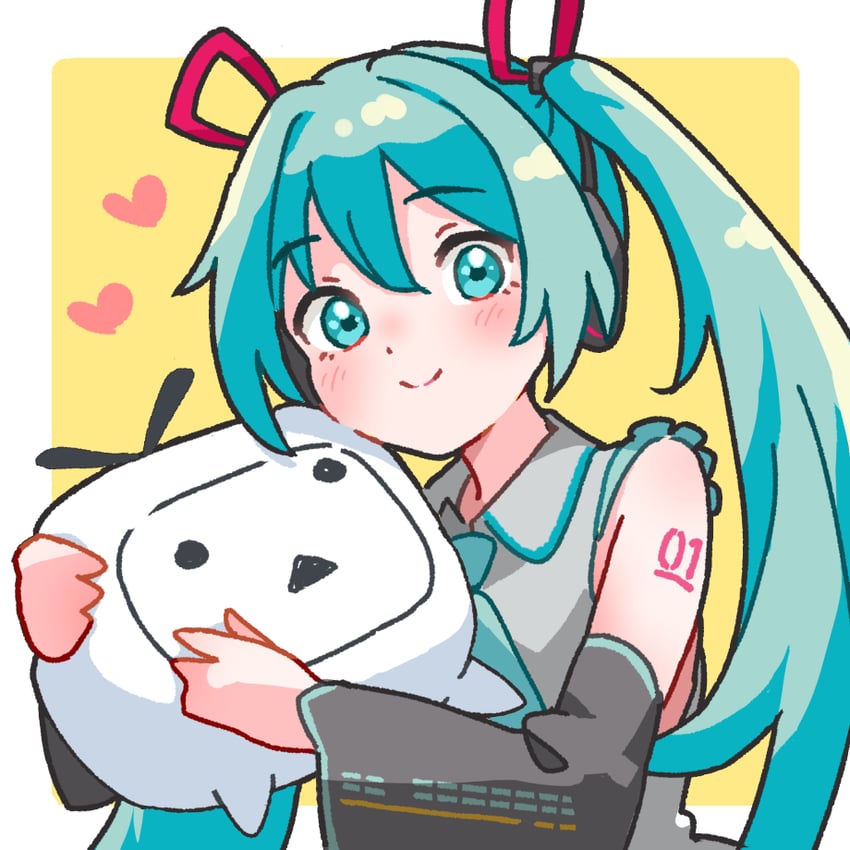 hatsune miku and terebi-chan (vocaloid and 1 more) drawn by ooishi_oil