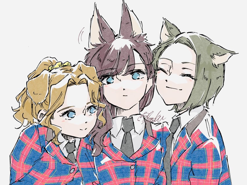 yanagi koharu, minase suzu, and honami hisame (shoujo kageki revue starlight) drawn by shozoku