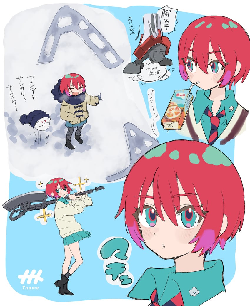 amate yuzuriha, haro, and gquuuuuux (gundam and 1 more) drawn by naname_(7name)