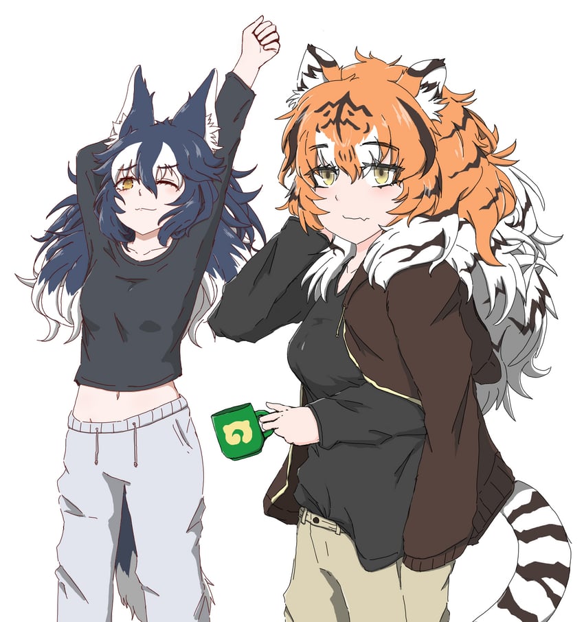 grey wolf and siberian tiger (kemono friends) drawn by km9kcaxsbjnmmyw