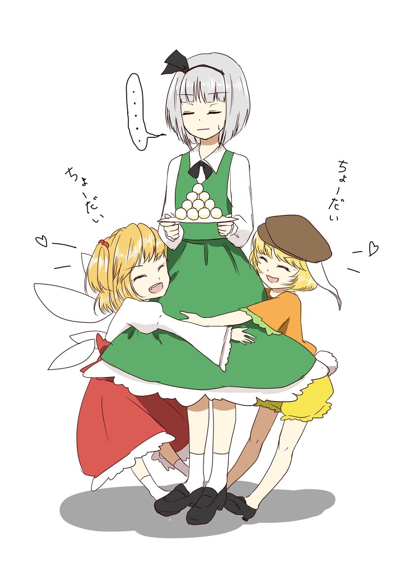 konpaku youmu, sunny milk, and ringo (touhou) drawn by tanaka_fumiko