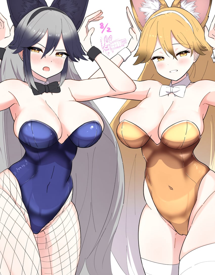 silver fox and ezo red fox (kemono friends) drawn by gakukuru