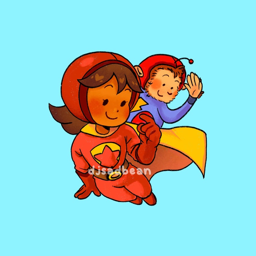 becky botsford, wordgirl, bob botsford, and captain huggy face (wordgirl) drawn by djsadbean
