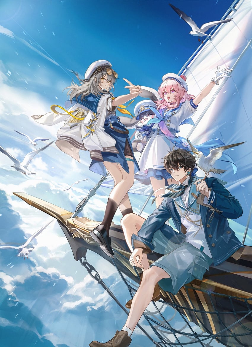 trailblazer, stelle, march 7th, dan heng, and pom-pom (honkai and 1 more) drawn by achyue