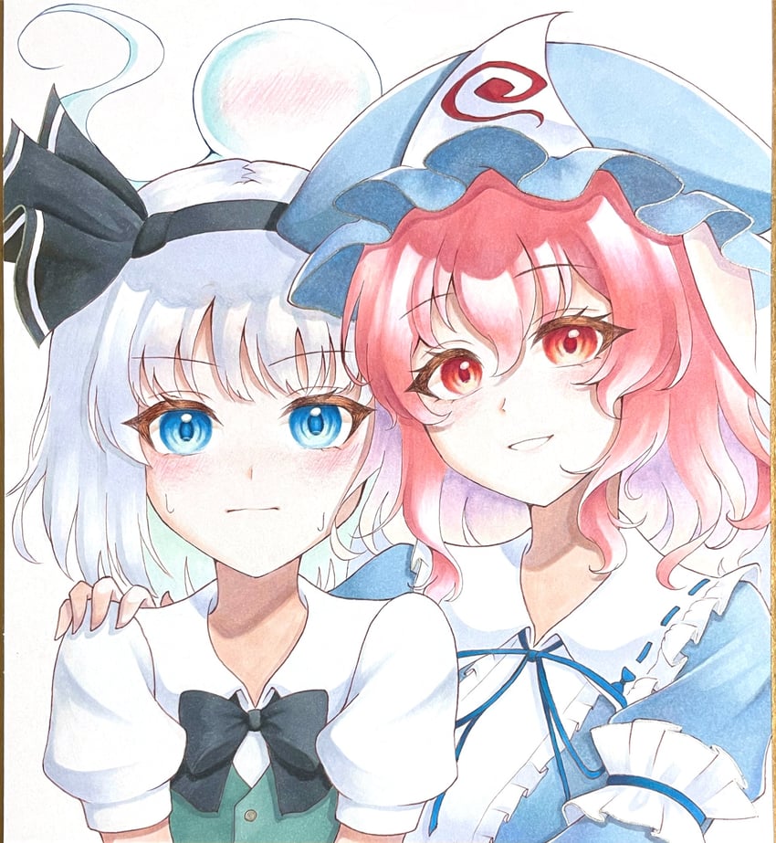 konpaku youmu and saigyouji yuyuko (touhou) drawn by sumishiro_8070